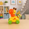 LEAN TOYS Interaktīvā sensorā rotaļlieta Žirafes mašīna mazuļiem Dzeltena