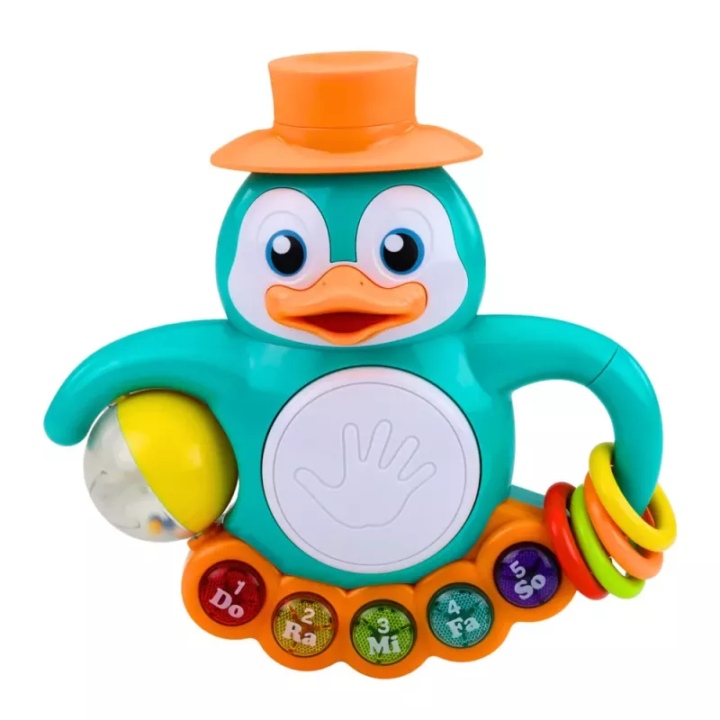 LEAN TOYS Interactive Toy Penguin Piano Drum Beads Rattling Ball