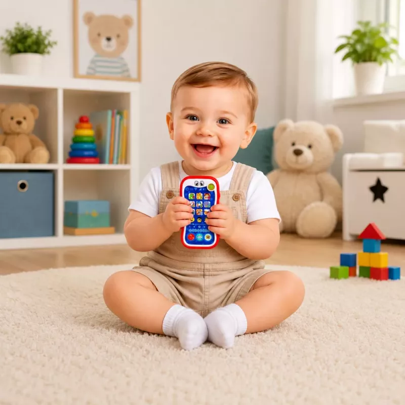 LEAN TOYS Interaktīvais izglītojošais telefons mazuļiem ar dzīvnieku skaņām un gaismām