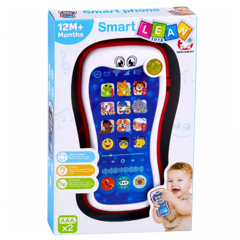 LEAN TOYS Interaktīvais izglītojošais telefons mazuļiem ar dzīvnieku skaņām un gaismām