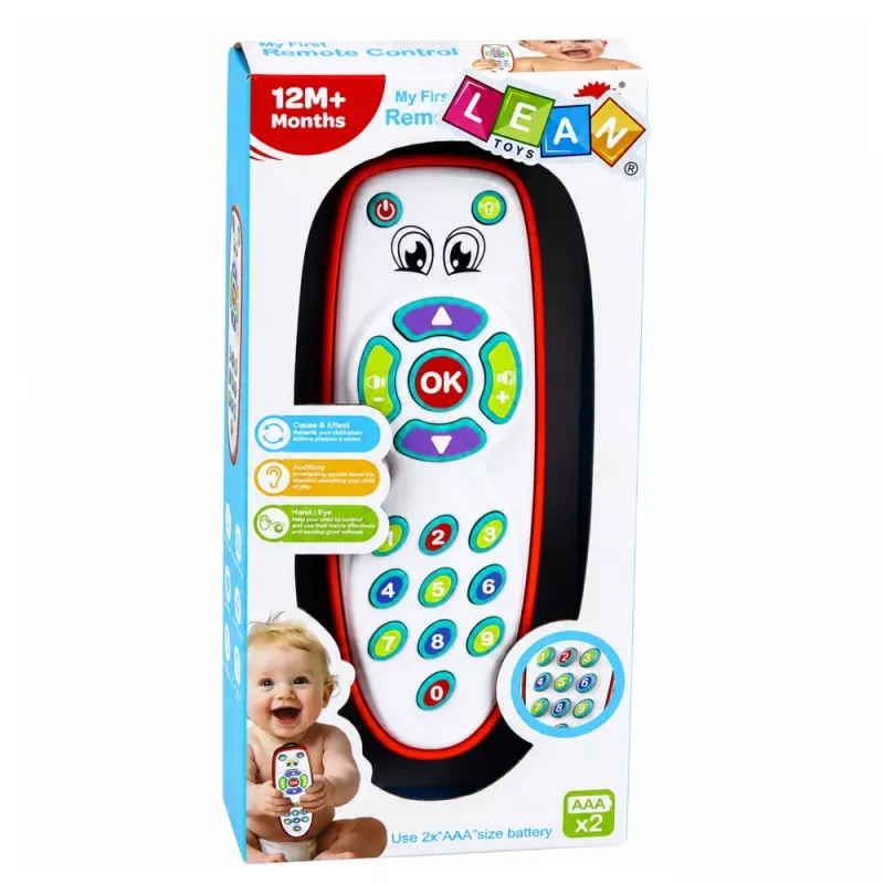 LEAN TOYS Interaktīvā izglītojošā tālvadības pults mazuļiem ar regulējamu apgaismojumu un skaņu