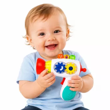 LEAN TOYS Interaktīvā bērnu žāvētāja ar gaismām, skaņām, zobratiem un bumbiņām
