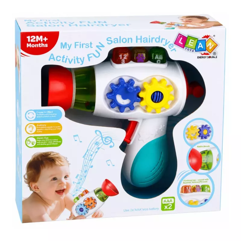 LEAN TOYS Interaktīvā bērnu žāvētāja ar gaismām, skaņām, zobratiem un bumbiņām