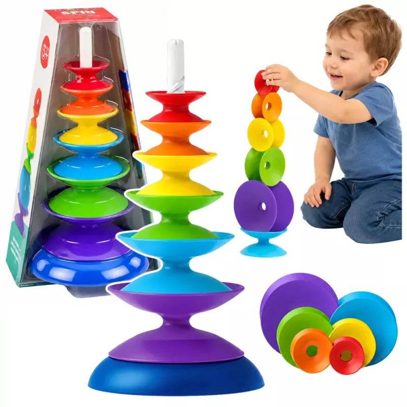 LEAN TOYS Twisted Sensory Tower Educational Puzzle For Toddlers Colorful