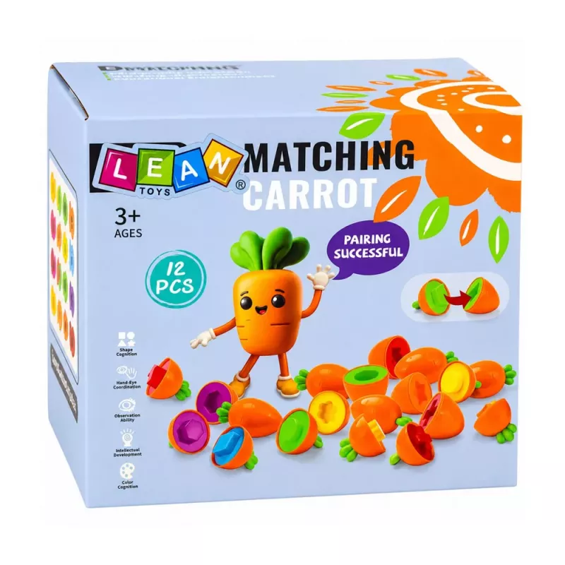 LEAN TOYS Izglītojošs Burkānu Šķirotājs Formu Krāsu Saskaņošana 12 gab.