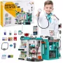 LEAN TOYS Lielais medicīnas komplekts ar medicīnas galdu, ārsta gaismām, skaņām un aksesuāriem, 77 daļas