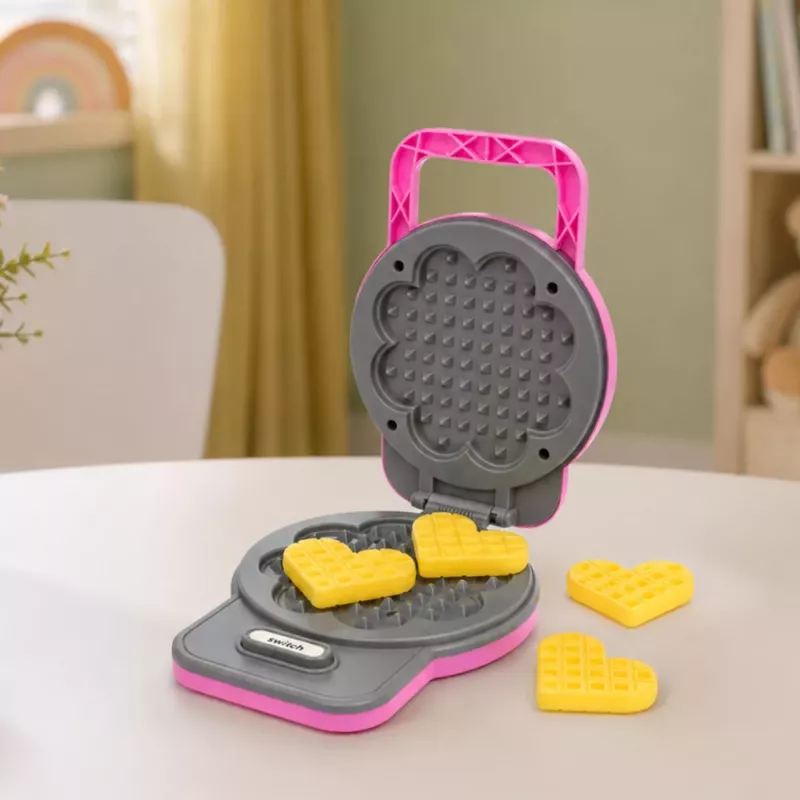 LEAN TOYS Vafeļu gatavotājs bērniem - Vafeles ar krāsu mainošām gaismām un skaņām - Rozā
