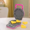LEAN TOYS Virtuvītes komplekts ar vafeļu pannu un mikseri, maināmiem uzgaļiem, gaismām un skaņām, rozā