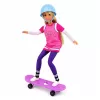 LEAN TOYS Anlily lelle ar violetu skeitbordu, ķiveri un garo sporta krekliņu komplekts