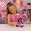 LEAN TOYS Anlily lelle ar violetu skeitbordu, ķiveri un garo sporta krekliņu komplekts