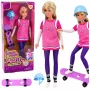LEAN TOYS Anlily lelle ar violetu skeitbordu, ķiveri un garo sporta krekliņu komplekts