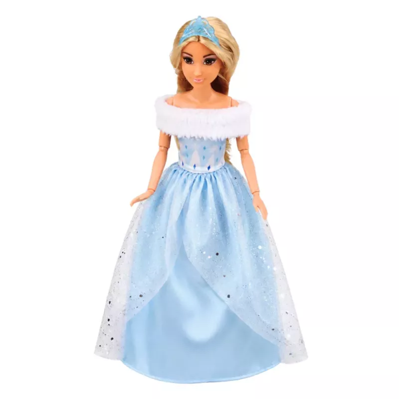 LEAN TOYS Anlily lelle uz balta zirga princese zilā kleitā ar aksesuāriem