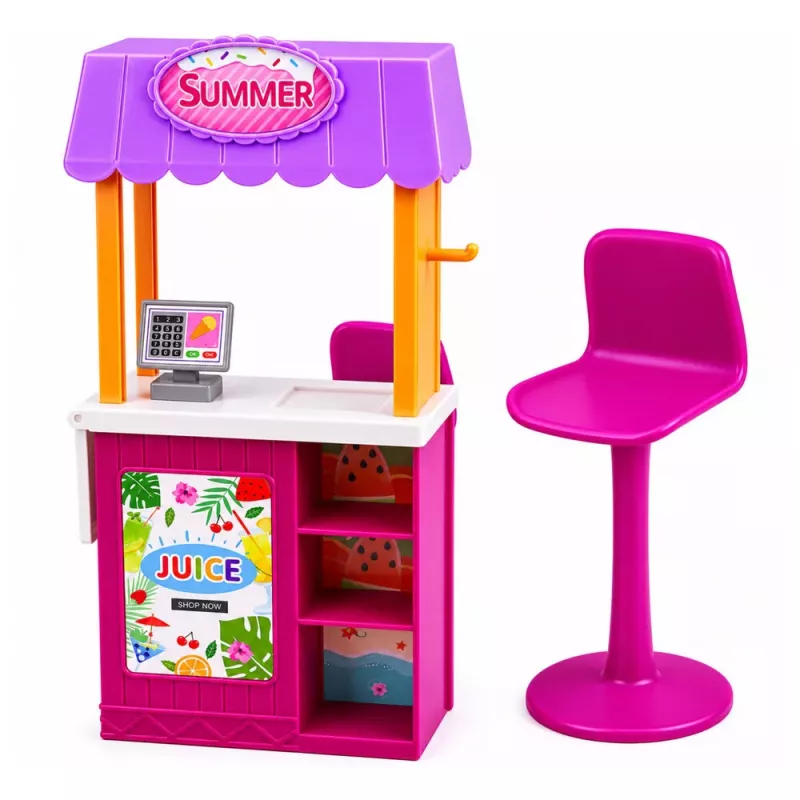 LEAN TOYS Anlily Doll Pārdevēja ar Dzērieniem un Uzkodām Stends Piederumu Komplekts