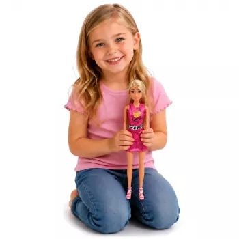 LEAN TOYS Anlily Doll in Pink Dress, Purse, Jewelry, Accessories Set