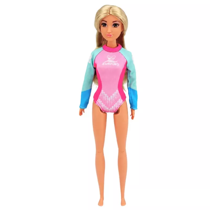 LEAN TOYS Anlily Sērfotāja lelle hidrotērpā ar sērfinga dēļa piederumu komplektu