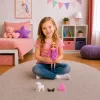 LEAN TOYS Anlily modes lelle rozā kleitā ar baltu sunīti, somiņu un brillēm