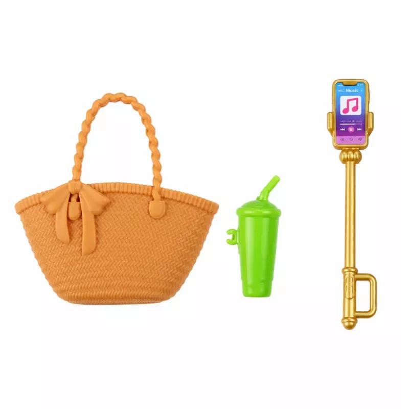 LEAN TOYS Anlily modes lelle zilā ziedu kleitā, somiņas un aksesuāru komplekts