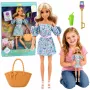 LEAN TOYS Anlily modes lelle zilā ziedu kleitā, somiņas un aksesuāru komplekts