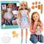 LEAN TOYS Anlily lelle ar suni, ziedu kleita, soma, uzkodas, aksesuāru komplekts