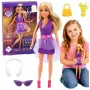 LEAN TOYS Anlily modes lelle purpura kleitā ar austiņām un aksesuāriem
