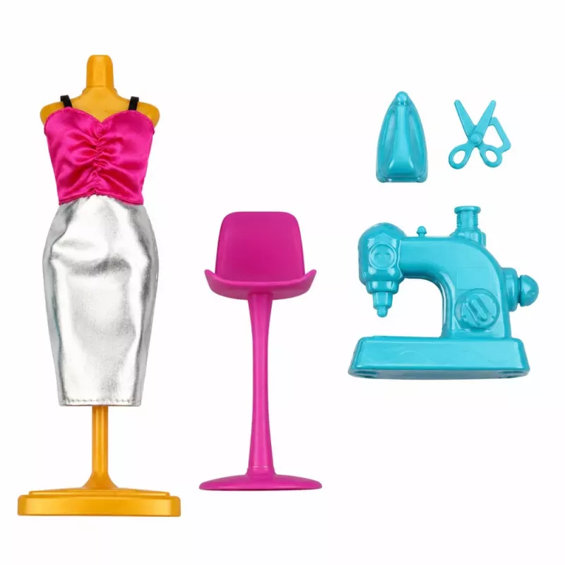 LEAN TOYS Anlily Apģērbu dizainera šūšanas mašīnas manekena leļļu komplekts