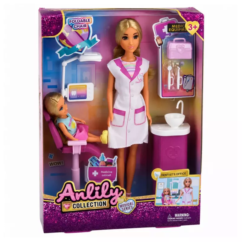 LEAN TOYS Anlily Zobārsta Leļļu Biroja Zobārstniecības Krēsla Piederumu Komplekts