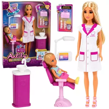 LEAN TOYS Anlily Zobārsta Leļļu Biroja Zobārstniecības Krēsla Piederumu Komplekts