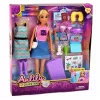 LEAN TOYS Anlily Traveler Doll ar koferi, ceļojumu spilvenu, portatīvo datoru un aksesuāriem