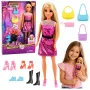 LEAN TOYS Anlily modes lelle rozā kleitā ar rokassomiņu, apaviem un aksesuāriem