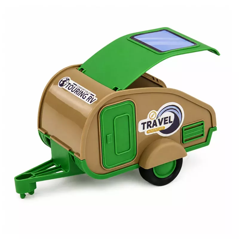 LEAN TOYS Bezceļu transportlīdzeklis ar treileri un skaņām Zaļš un Brūns Tūristu komplekts