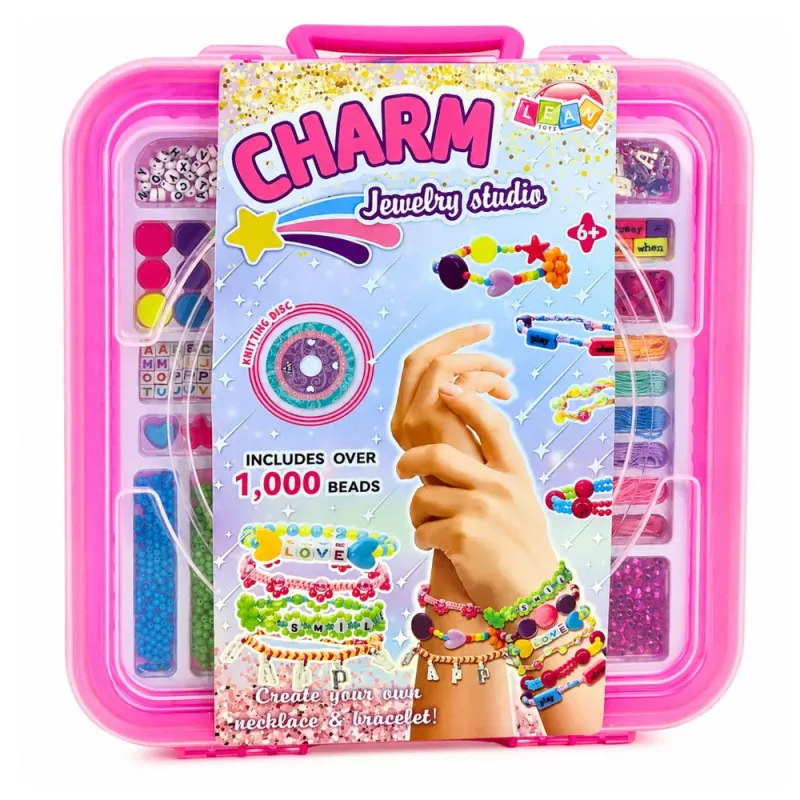 LEAN TOYS Rotaslietu veidošanas komplekts kastē - 1000 gabali krelles, piekariņi, burti
