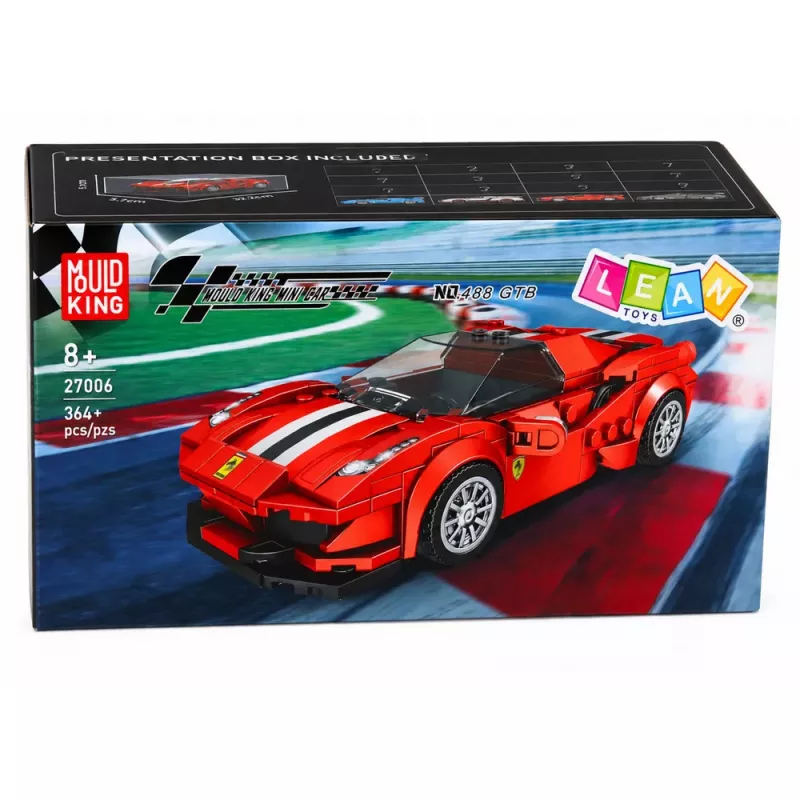 LEAN TOYS Konstrukcijas klucīši Sporta auto sacīkšu vitrīna Sarkans 364 gab.