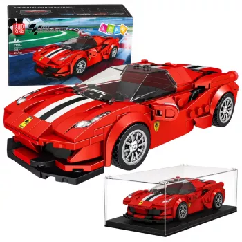 LEAN TOYS Konstrukcijas klucīši Sporta auto sacīkšu vitrīna Sarkans 364 gab.