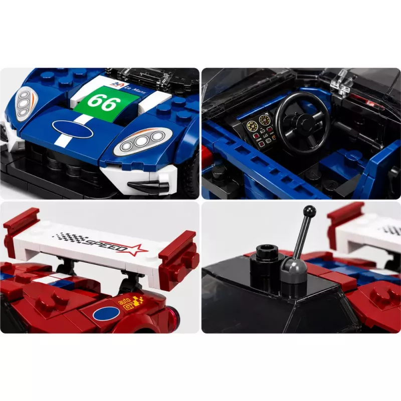 LEAN TOYS Būvbloķēšanas komplekts Sporta automašīna GT2016 Sacīkšu ekspozīcijas vitrīna 347 gab.