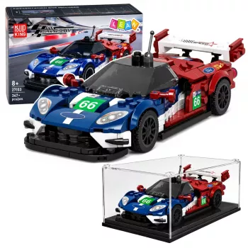 LEAN TOYS Būvbloķēšanas komplekts Sporta automašīna GT2016 Sacīkšu ekspozīcijas vitrīna 347 gab.