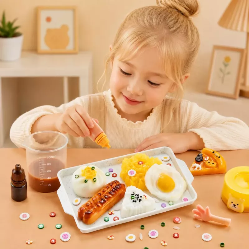 LEAN TOYS Creative Arts and Crafts Kit: DIY Squishy Decorative Breakfast Food