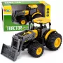 LEAN TOYS Lauksaimniecības traktors ar buldozeru, gaismām, skaņām, dzeltens, 1:24