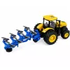 LEAN TOYS Lauksaimniecības traktors ar daudzvārpstu arklu, gaismas, skaņas, dzeltens, 1:24