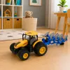 LEAN TOYS Lauksaimniecības traktors ar daudzvārpstu arklu, gaismas, skaņas, dzeltens, 1:24
