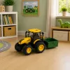 LEAN TOYS Lauksaimniecības traktors ar mēslojuma izkliedētāju, gaismām un skaņu, dzeltens, 1:24
