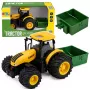 LEAN TOYS Lauksaimniecības traktors ar mēslojuma izkliedētāju, gaismām un skaņu, dzeltens, 1:24