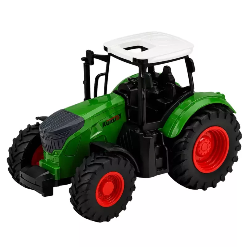 LEAN TOYS Lauksaimniecības traktors ar piekabi 1:24 Balts Zaļš Gumijas riteņi