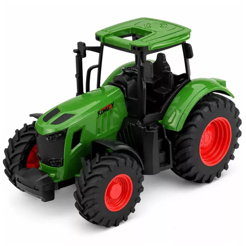 LEAN TOYS Lauksaimniecības traktors ar gumijas riteņiem, zaļš, 1:24