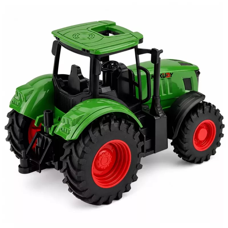LEAN TOYS Lauksaimniecības traktors ar gumijas riteņiem, zaļš, 1:24