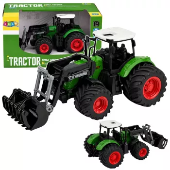 LEAN TOYS Lauksaimniecības traktors ar priekšējo iekrāvēju, gumijas riteņi, zaļš, 1:24