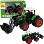 LEAN TOYS Lauksaimniecības traktors ar priekšējo iekrāvēju, gumijas riteņi, zaļš, 1:24
