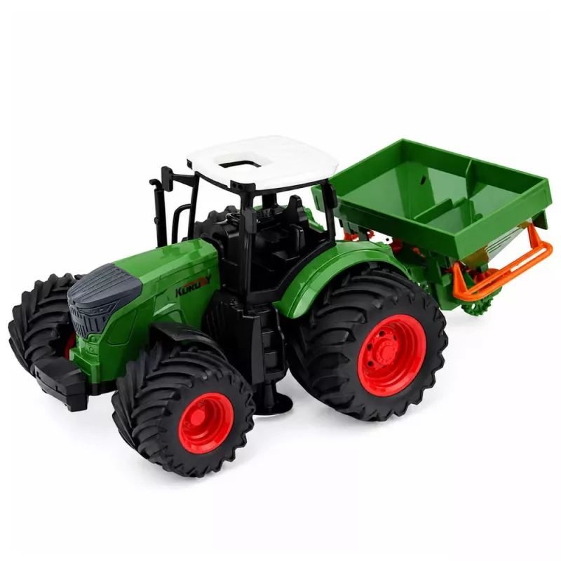 LEAN TOYS Lauksaimniecības traktors ar sējmašīnu, gumijas riteņi, 1:24 mēroga rotaļu transportlīdzeklis