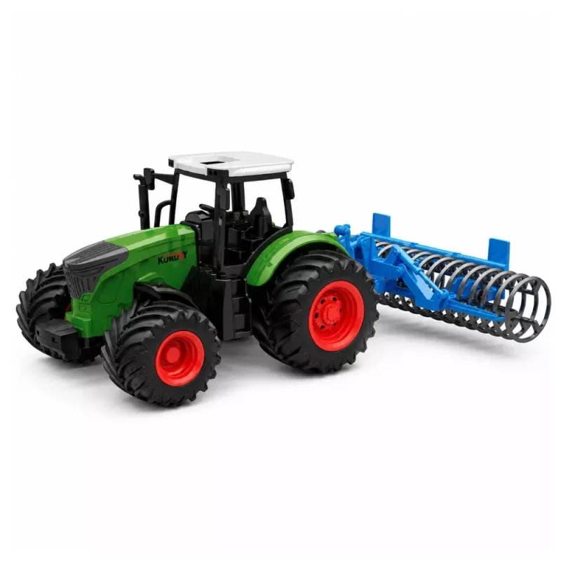 LEAN TOYS Lauksaimniecības traktors ar veltni Zaļš 1:24