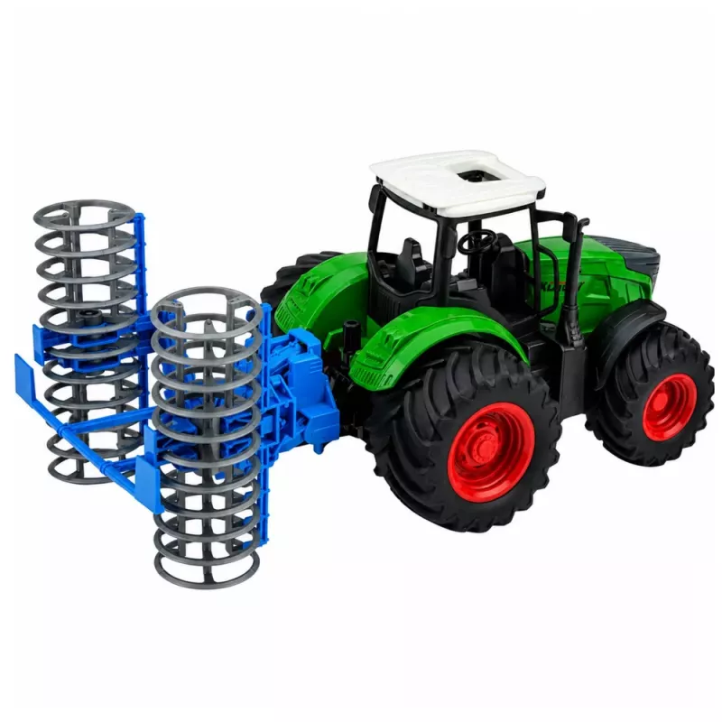 LEAN TOYS Lauksaimniecības traktors ar veltni Zaļš 1:24
