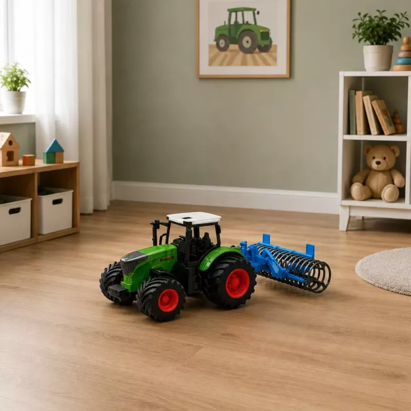 LEAN TOYS Lauksaimniecības traktors ar veltni Zaļš 1:24